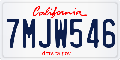 CA license plate 7MJW546