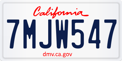 CA license plate 7MJW547