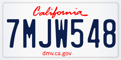 CA license plate 7MJW548