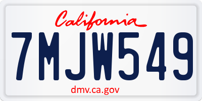 CA license plate 7MJW549