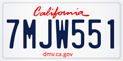 CA license plate 7MJW551