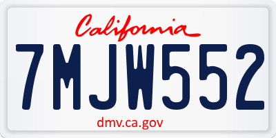 CA license plate 7MJW552