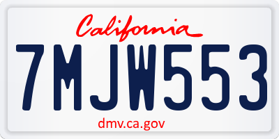 CA license plate 7MJW553