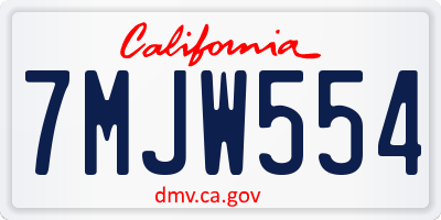 CA license plate 7MJW554
