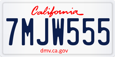 CA license plate 7MJW555