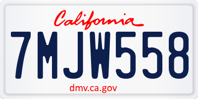 CA license plate 7MJW558