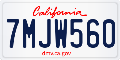 CA license plate 7MJW560