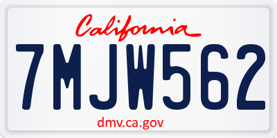 CA license plate 7MJW562