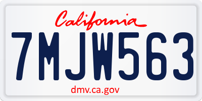 CA license plate 7MJW563