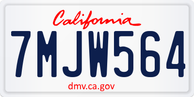 CA license plate 7MJW564