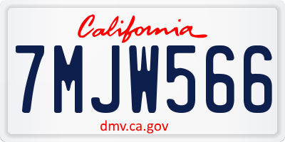 CA license plate 7MJW566