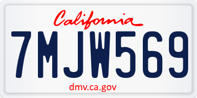 CA license plate 7MJW569
