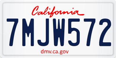 CA license plate 7MJW572