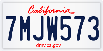 CA license plate 7MJW573