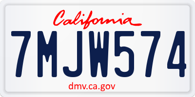 CA license plate 7MJW574