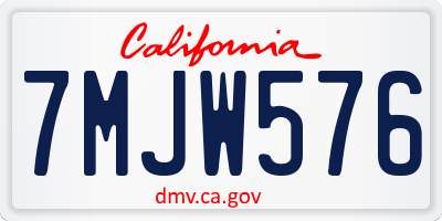 CA license plate 7MJW576