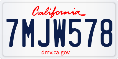 CA license plate 7MJW578