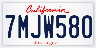 CA license plate 7MJW580