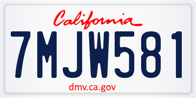 CA license plate 7MJW581