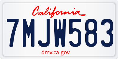 CA license plate 7MJW583