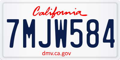 CA license plate 7MJW584