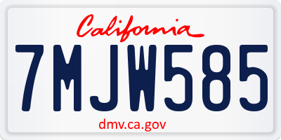 CA license plate 7MJW585
