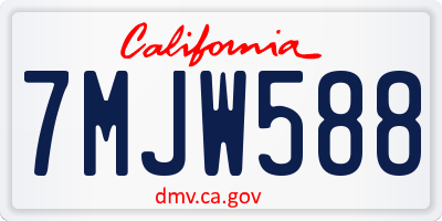 CA license plate 7MJW588