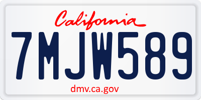CA license plate 7MJW589