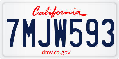 CA license plate 7MJW593