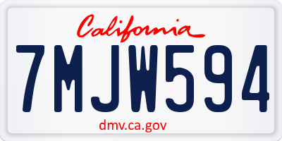 CA license plate 7MJW594