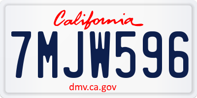 CA license plate 7MJW596