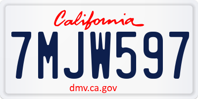 CA license plate 7MJW597
