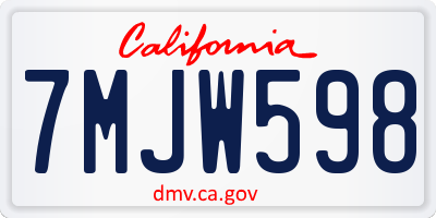 CA license plate 7MJW598