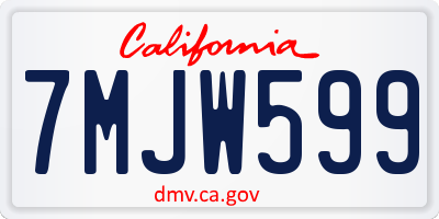 CA license plate 7MJW599
