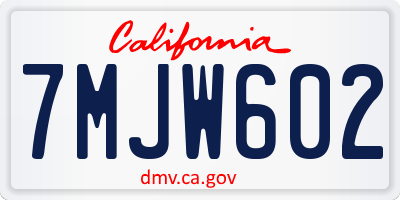 CA license plate 7MJW602