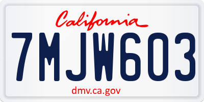 CA license plate 7MJW603