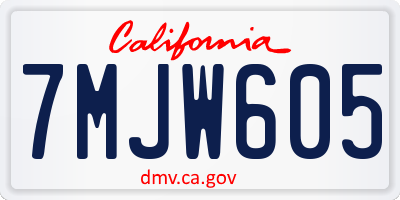 CA license plate 7MJW605