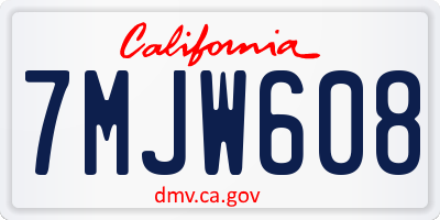 CA license plate 7MJW608