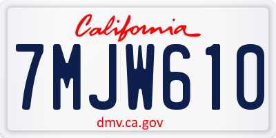 CA license plate 7MJW610