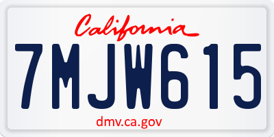 CA license plate 7MJW615