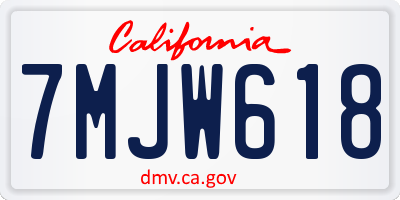 CA license plate 7MJW618