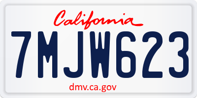 CA license plate 7MJW623