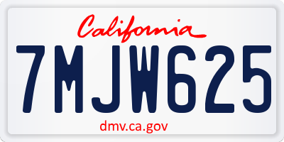CA license plate 7MJW625