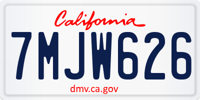 CA license plate 7MJW626