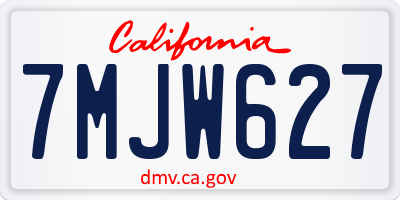 CA license plate 7MJW627