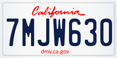 CA license plate 7MJW630