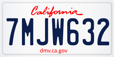 CA license plate 7MJW632