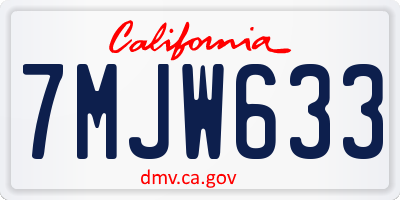 CA license plate 7MJW633