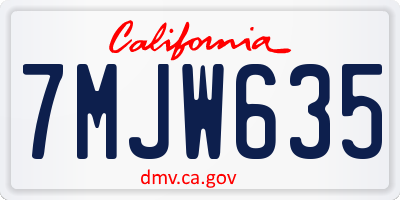 CA license plate 7MJW635