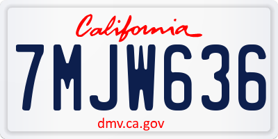 CA license plate 7MJW636
